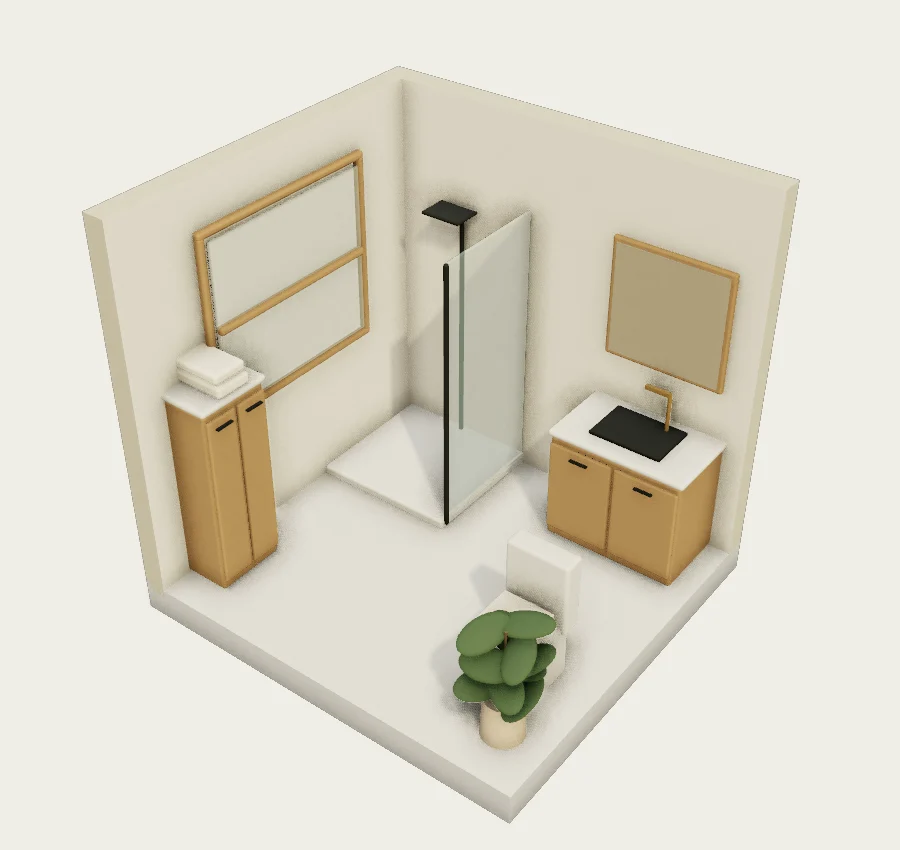 An oak bathroom with a separate shower