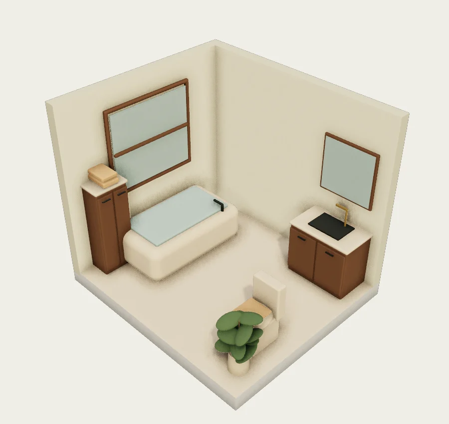 A warm bathroom with room for a bath