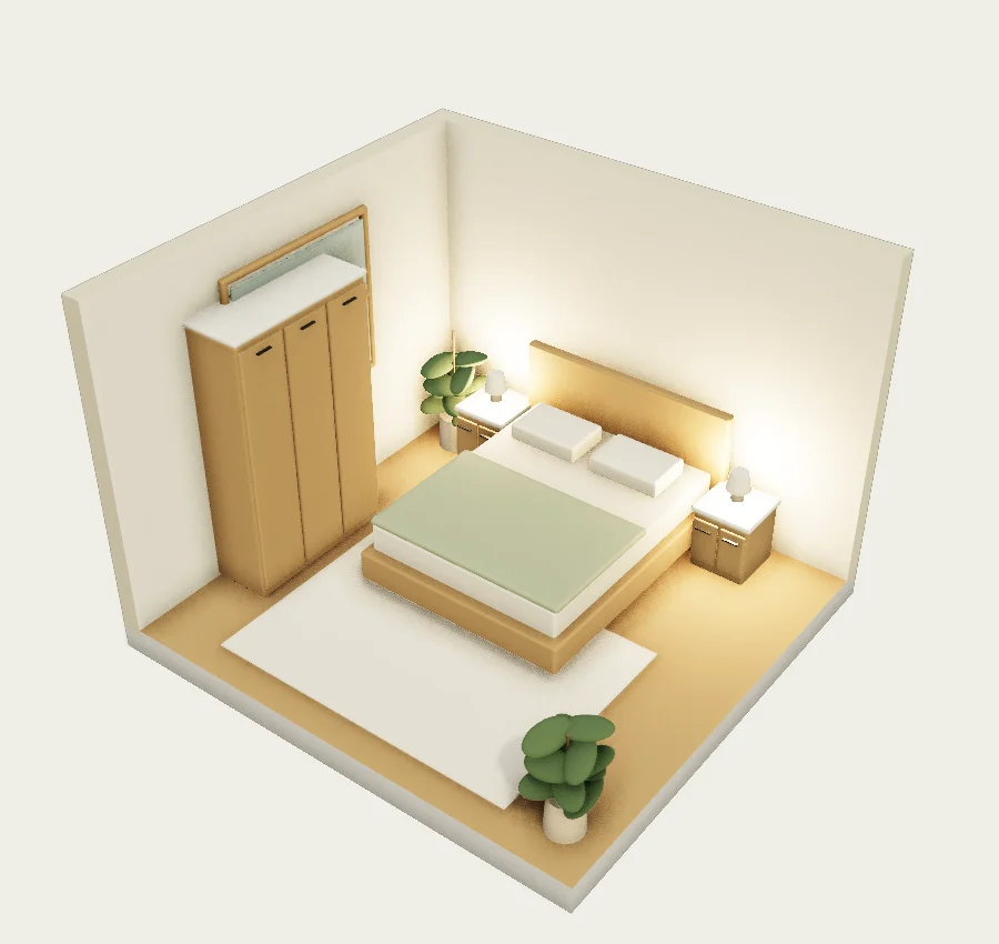 A calm oak bedroom to come home to