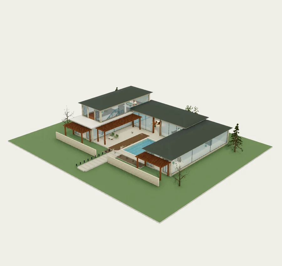 Courtyard residence · Three wings and woodland suites