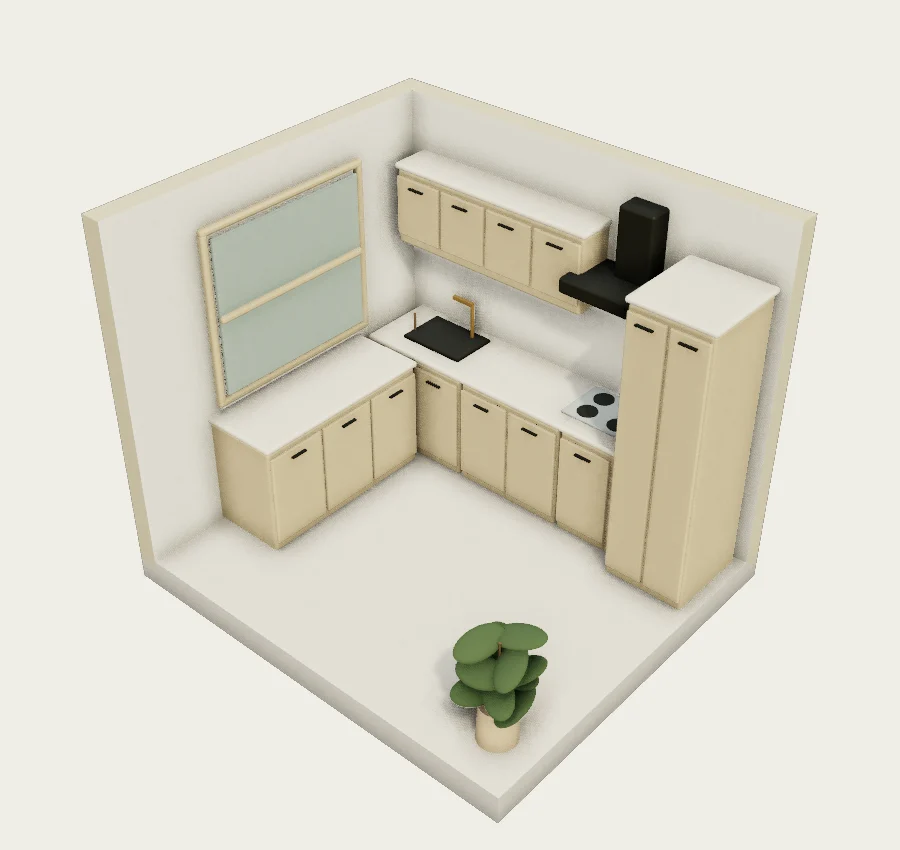 An L-shaped kitchen for a small home