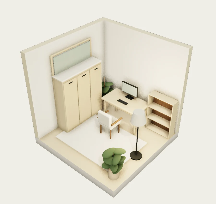 A small study with a clear desk