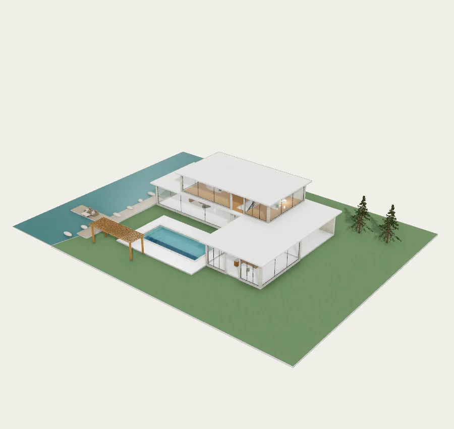 Lakeside retreat · Gallery, twin suites and a jetty